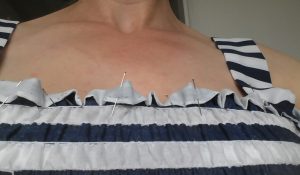 Pinning the top hem and straps